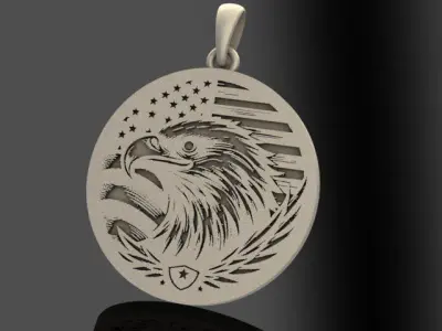 american flag eagle pendant 3D print model
