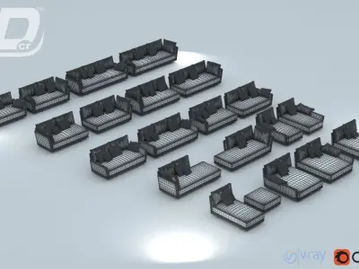 Kagran Sofa Modular Set 3D model