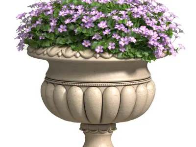 Flower Petunia purple in a classic vase for decoration Plant  3D model