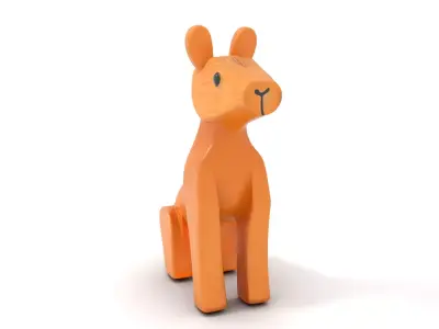 Wooden Kangaroo Figurine Model Pack for Decorative Display Low-poly 3D model