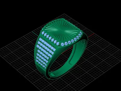 Print Ready STL 3DM  Gents Rings Diamond Men Ring  3D print model 94