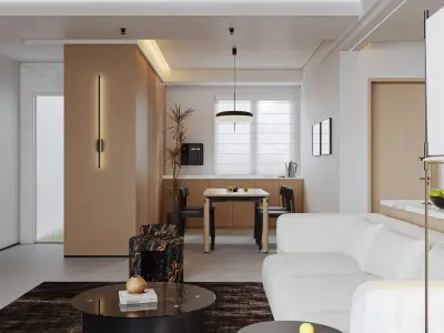 Modern living room dining room interior scenes 116 3D model