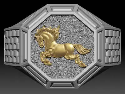 Horse Man Ring silver gold printable jewelry 3D print model