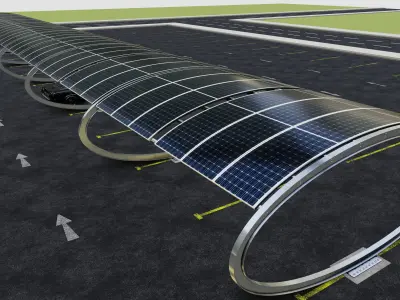 ELLIPSE TYPE SOLAR CARPORT TYPE-1 10 Cars 3D model