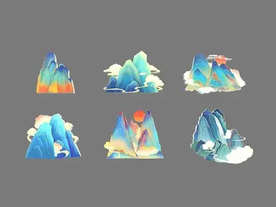 Chinese style decorative patterns Low-poly 3D model