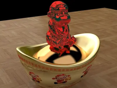 Chinese gold Ingot  3D model 26