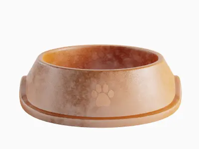 Used Metal Dog Bowl Set 3D model