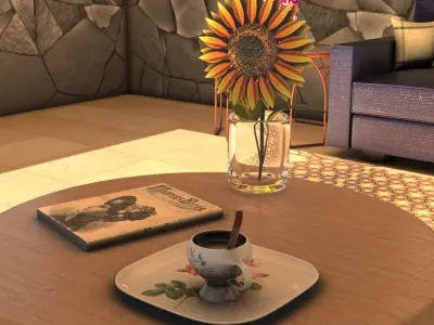 Interior Living Room Low-poly 3D model