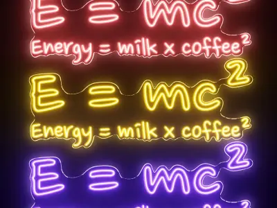 Energy Milk Coffee Neon Sign 3D model