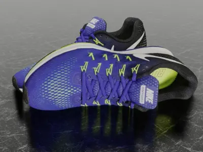 NIKE 3D SHOES - ZOOM PEGASUS 33 BLUE - YELLOW Low-poly 3D model