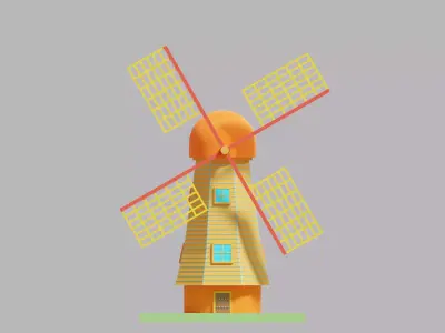 Cartoon Simple Windmill Low-poly 3D model