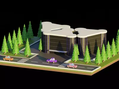 bulding store full set 02 Low-poly 3D model