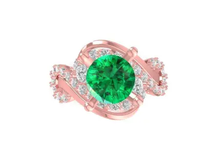 Luxury Emerald Wave Diamond Ring for Women 881 3D print model
