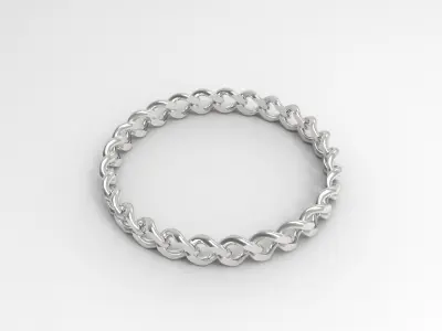 Cuban Link Chain Ring 4mm wide Curb link ring 3D print model