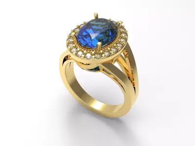 Oval tanzanite ring 3D print model