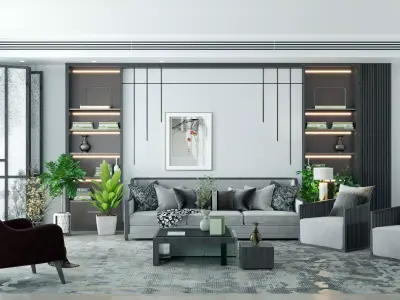 Chinese New living room style 3D model