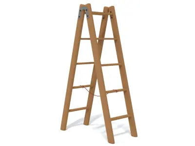 Low Poly Cartoon Wooden Ladder  Low-poly 3D model