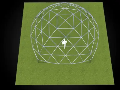 Dome triangulated with openings wireframe structure architecture 3D model