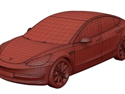 Small electric sedan unbranded 3D model