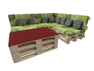 Sofa corner with pallets 3D model