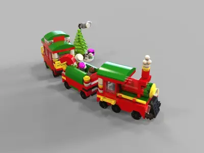 Lego Christmas Train Low-poly 3D model