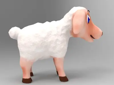 Sheep Model cartoon with eyes Low-poly 3D model