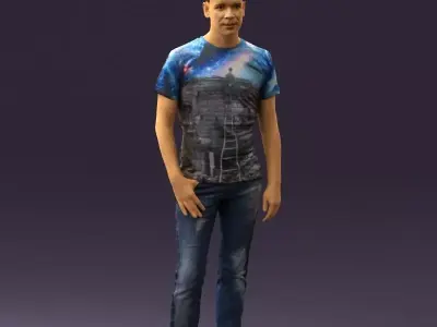 Man sport haircut finger inpocket 0801 3D model