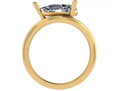 floating ring wave solitaire with pears shape center  3D print model