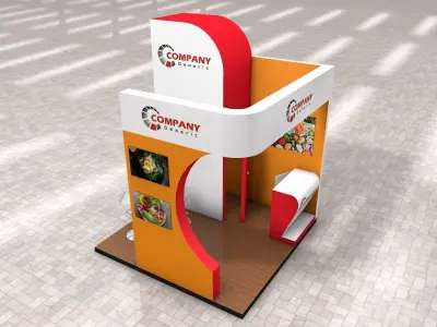 Exhibition Stand Booth stall 3x3m Height 376cm 3 Sides Open 3D model purchase