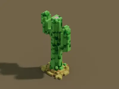 Free Cactus Voxel Model from Main Wild West Bundle OBJ PLY QB Free low-poly 3D model