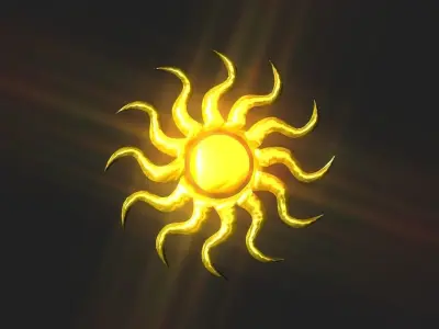 Wavy sun 3d Low-poly 3D model