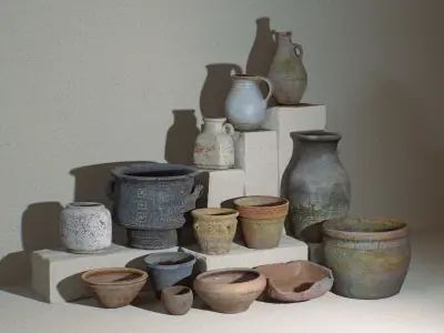 Pots Collection Vol I Low-poly 3D model