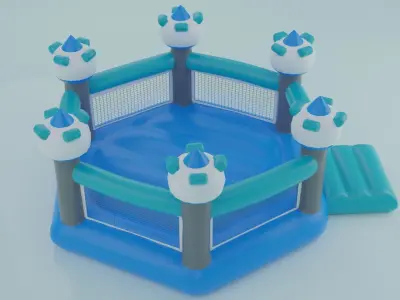 Inflatable blue hexagon castle 3D model