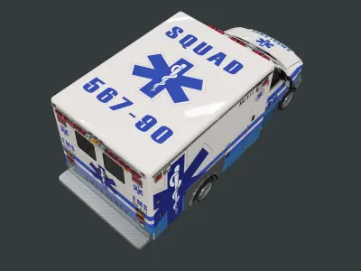 Vehicle Ambulance Rescue Truck Game Ready 01 Low-poly 3D model