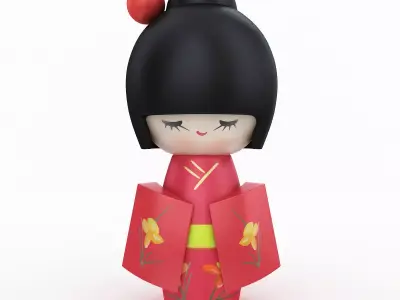 apanese Wooden Doll  3D model