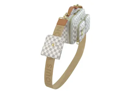 Louis Vuitton Utility Crossbody Bag Damier Azur canvas Low-poly 3D model