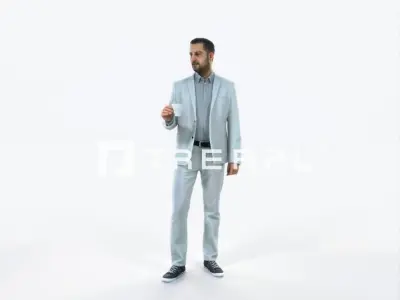 Portrait 03M Drinking Coffee Casual Man Low-poly 3D model