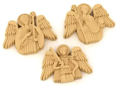 3 saints angel holding cross 3D print model