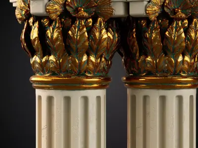 Rustic Colomn with golden details 3D model