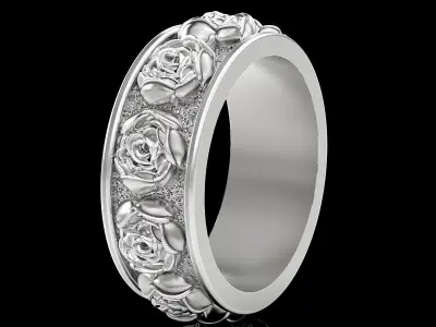 Flower ring silver gold printable jewelry 3D model 3D print model