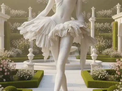 Classical Ballerina Sculpture White Marble Dancer Tutu 3D Low-poly 3D model