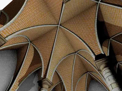 Vaulting 5-1   Gothic   500cm spaced   with thick curbs Low-poly 3D model