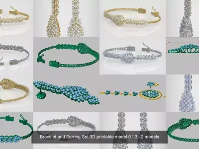 Bracelet and Earring Set 3D printable model 0113 3D Model Pack