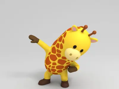 Rigged Cartoon Giraffe 3D model