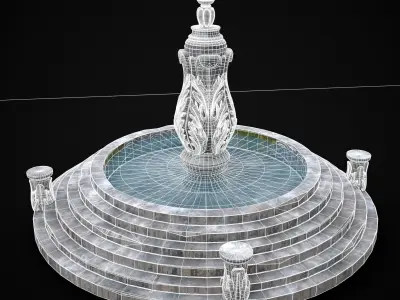 Floral Water Fountain Low-poly 3D model