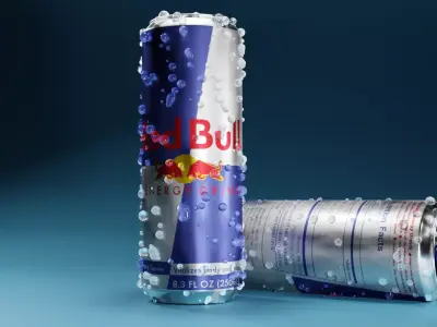 realistic redbull can 3D model