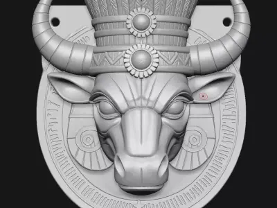 bull head sculpture 3D print model