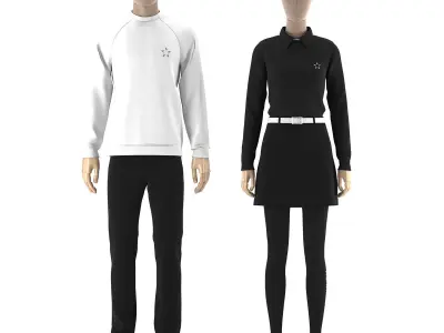 Golf Clothes Mannequin Set 3D model