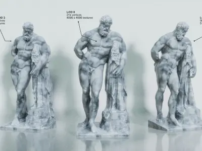Marble Sculpture - Farnese Hercules Low-poly 3D model