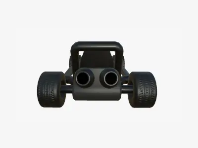 Cartoon Kart H09 Black - Vehicle Racing Design Low-poly 3D model